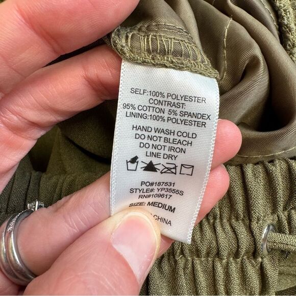 Shinestar Womens Jogger Pants M Med Medium Army Olive Green Elastic Waist Skinny - Picture 8 of 11